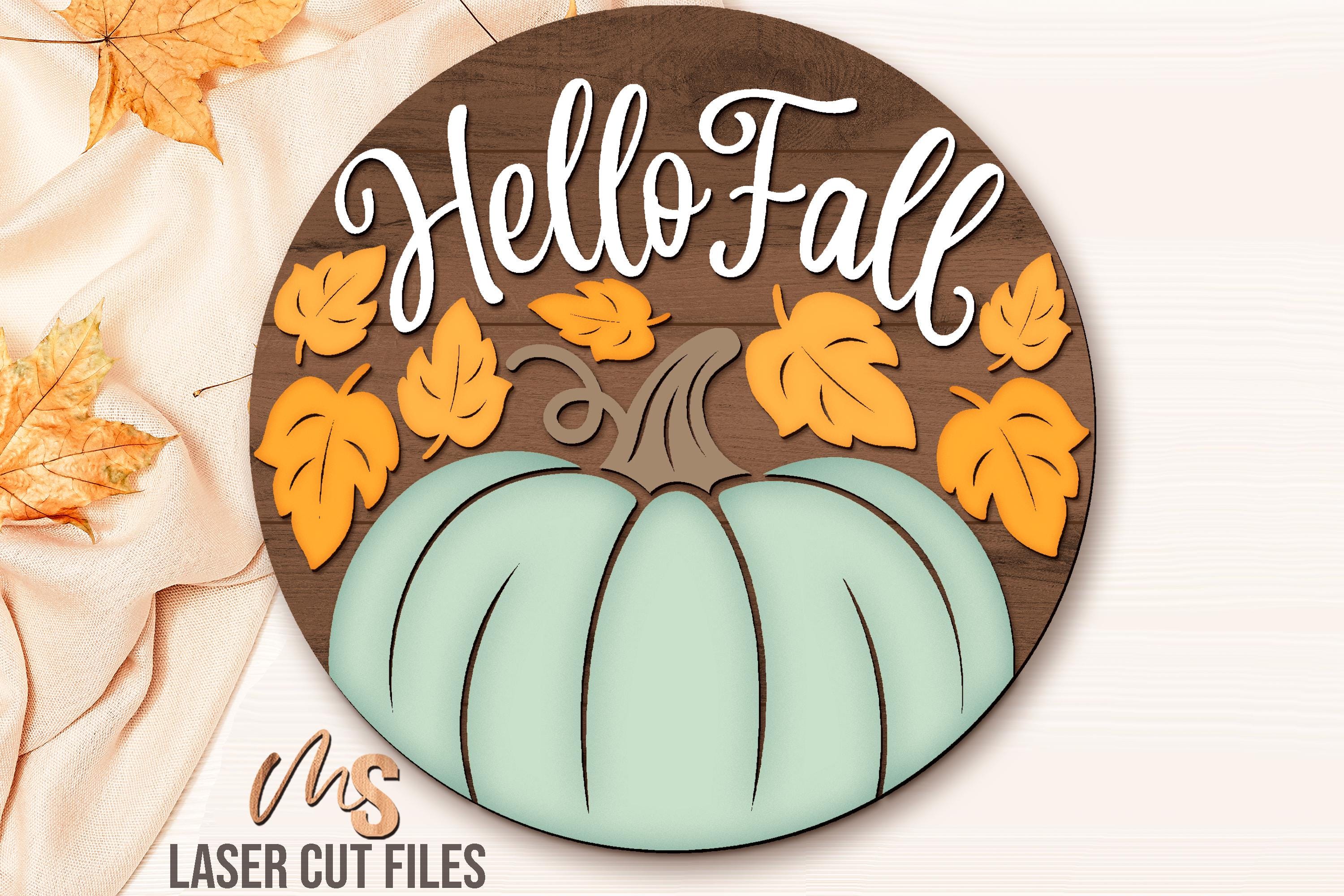 Hello Fall Door Hanger - Fall Porch Door Sign