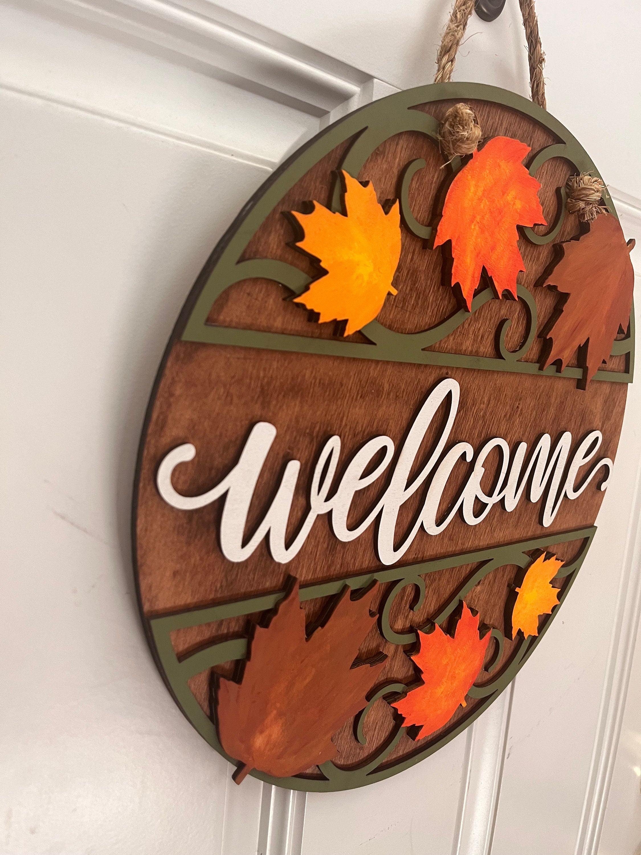 Welcome Front Door Decor - Fall or Thanksgiving Door Hanger