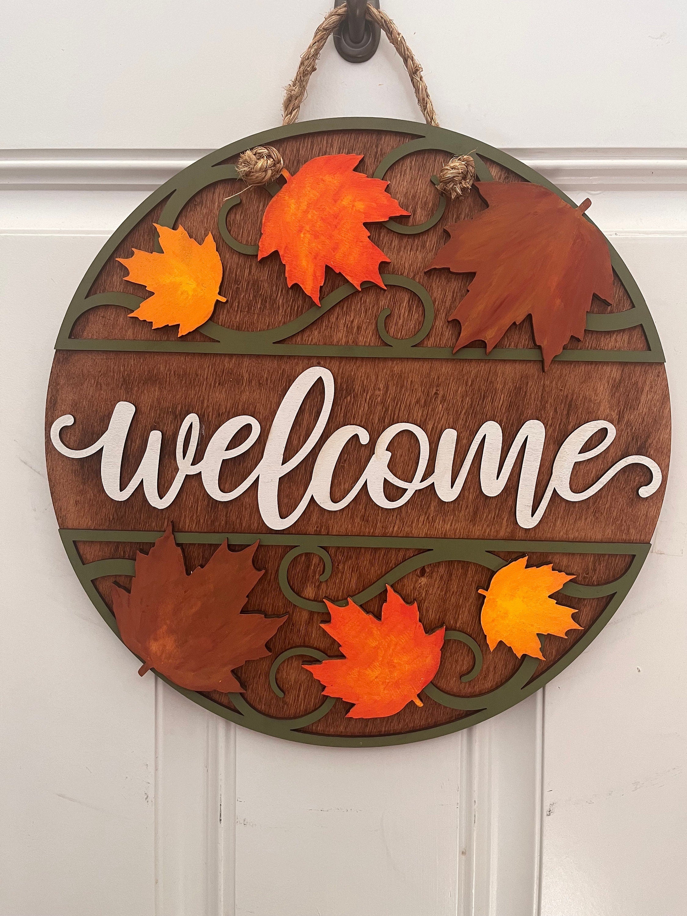 Welcome Front Door Decor - Fall or Thanksgiving Door Hanger