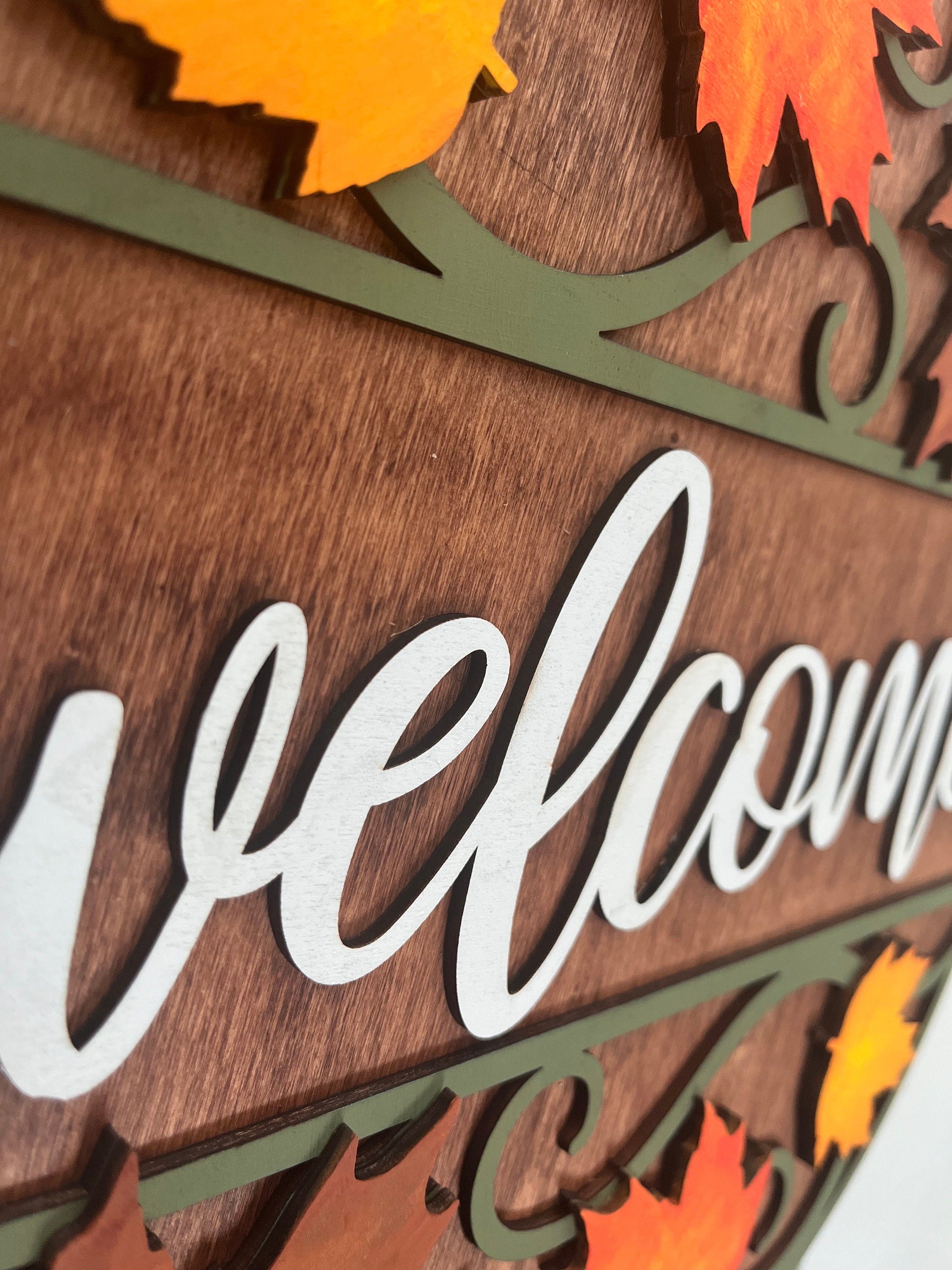 Welcome Front Door Decor - Fall or Thanksgiving Door Hanger