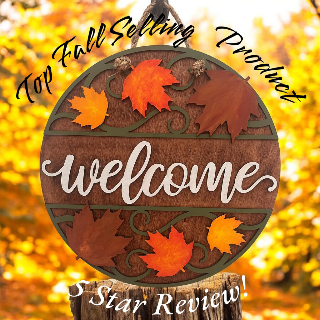 Welcome Front Door Decor - Fall or Thanksgiving Door Hanger