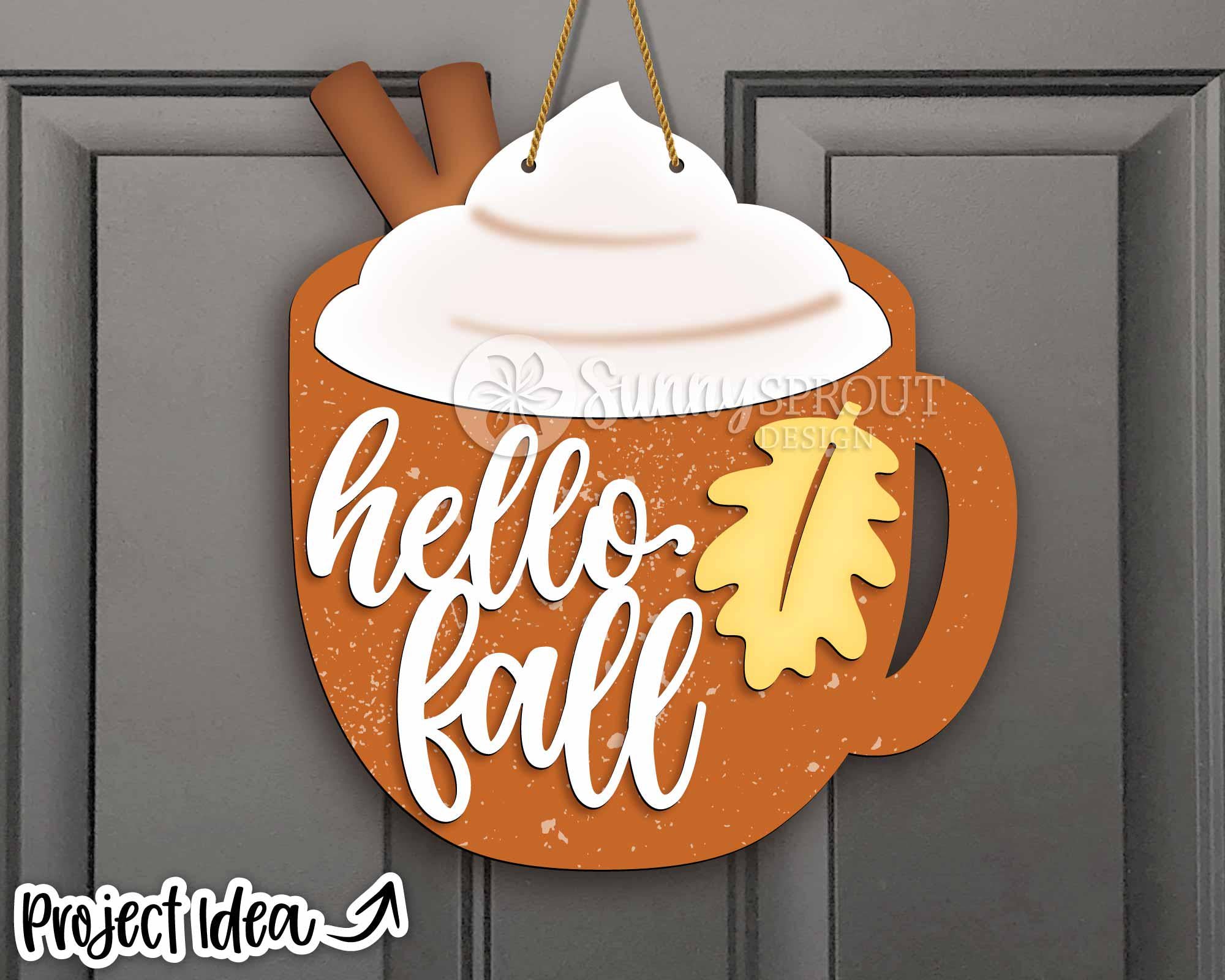 Hello Fall Spiced Latte Mug Sign