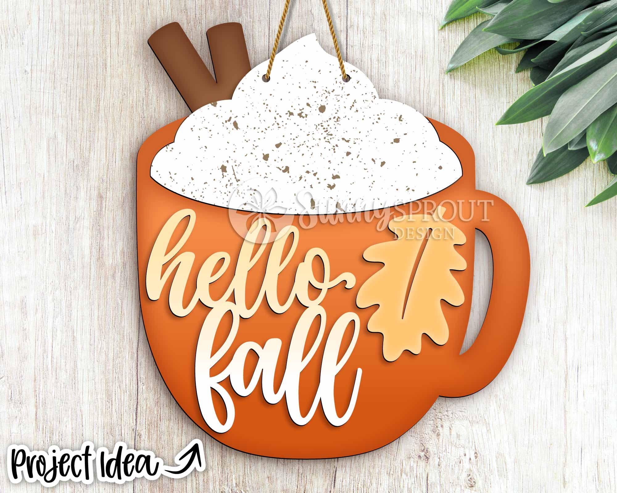 Hello Fall Spiced Latte Mug Sign